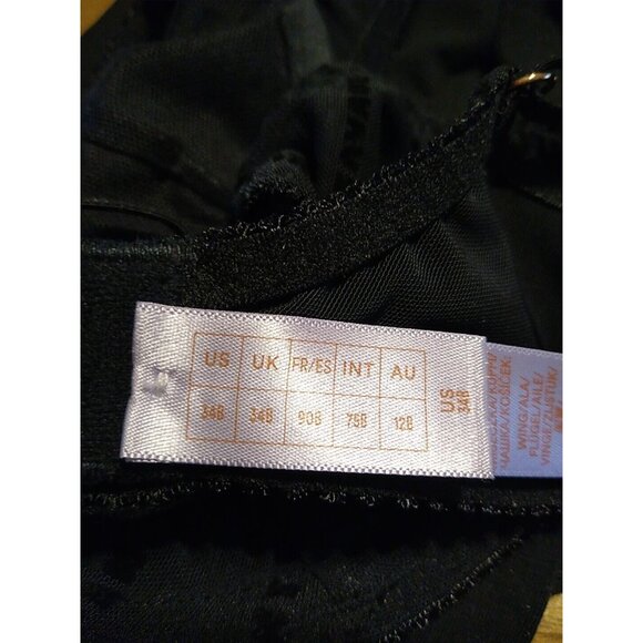 Savage X Fenty Womens 34B Curvy Flocked Logo Unlined Bra DG4 Black Caviar NWT - Picture 8 of 8